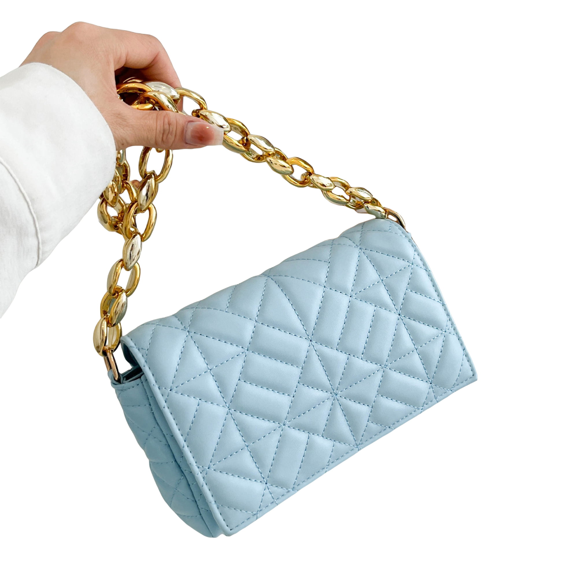 Women PU Leather Crossbody Shoulder Bag Chain Small Handbags Clutch Square  Satchel Purse Bag Diamond Jacquard Flip Bag