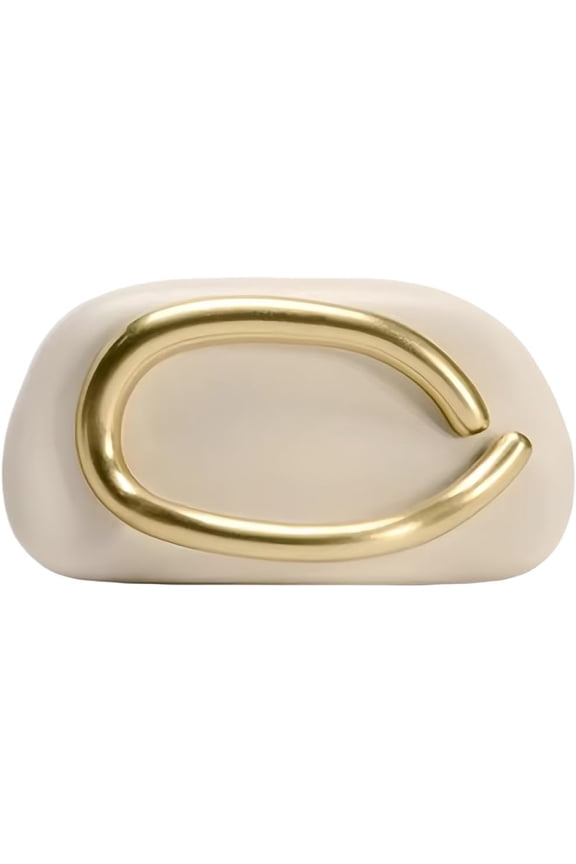 Women PU Leather Metal Handle Handbag Trendy Commuting Compact Stone Purse Hand-held Causal Clutch Bag