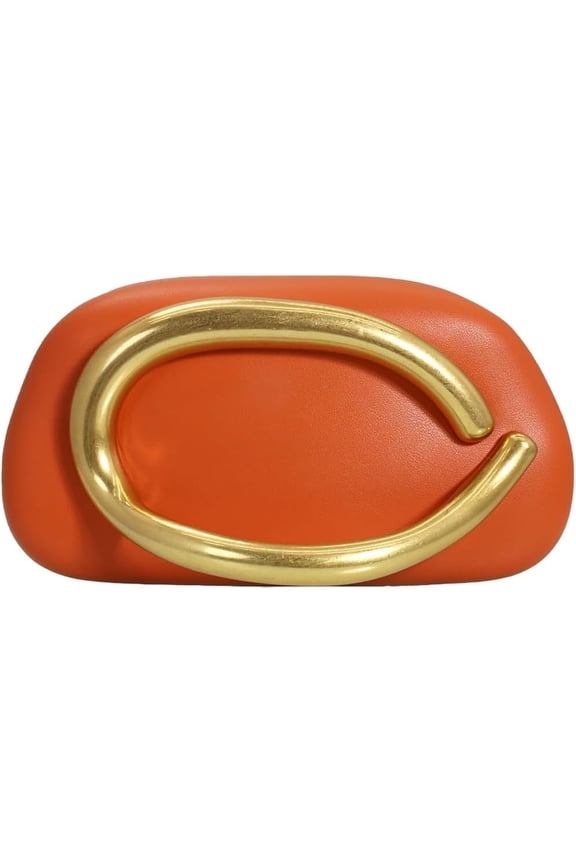 Women PU Leather Metal Handle Handbag Trendy Commuting Compact Stone Purse Hand-held Causal Clutch Bag