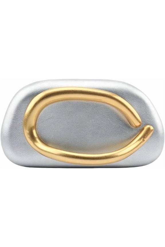 Women PU Leather Metal Handle Handbag Trendy Commuting Compact Stone Purse Hand-held Causal Clutch Bag