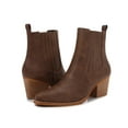 thumbnail image 1 of Women PU Leather Perforated Front Stacked Heel Ankle Boots with Elastic Side Gussets (Brown / 9), 1 of 8
