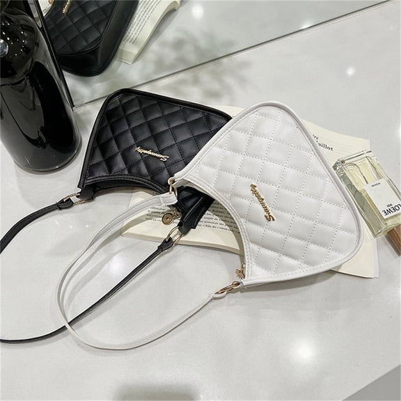Women PU Leather Shoulder Bag Fashion Rhombic Embroidery Casual Zipper Handbags