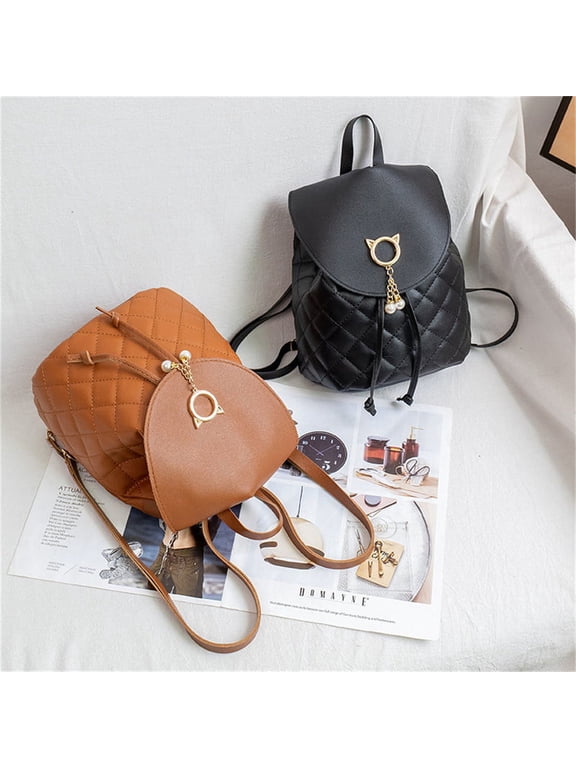 Women PU Leather Shoulder Mini Small Backpack Multi-Function Student Backpack
