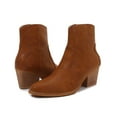thumbnail image 1 of Women PU Leather Stacked Block Heel Western Cowboy Ankle Zip Up Boots (Camel / 7), 1 of 8