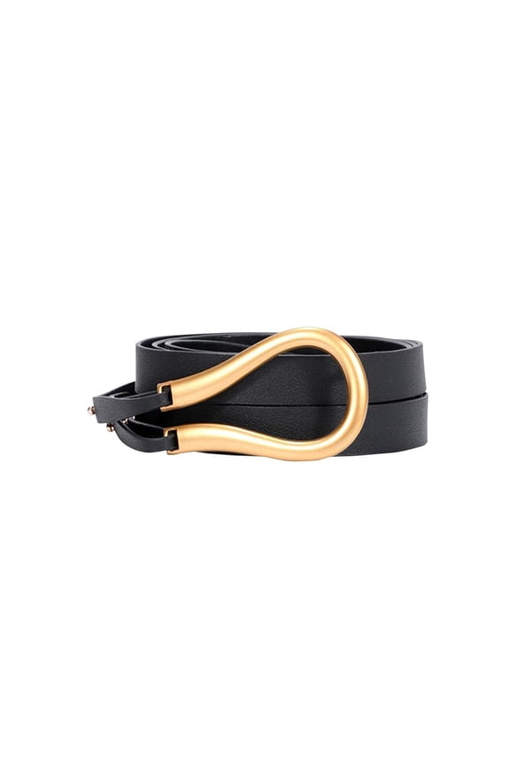 Women PU Leather Waist Belt Double Strap Tie Wrap Cinch Belt