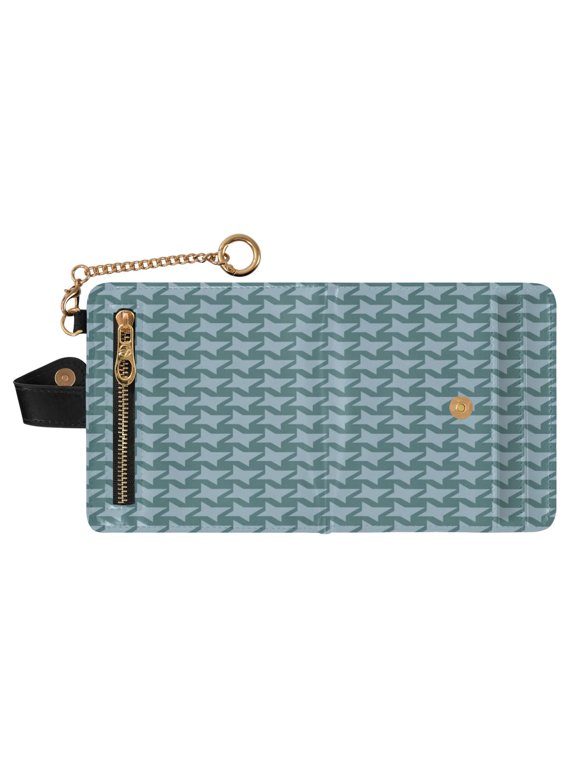 Women PU Leather Wallet RFID Blocking Magnetic Snap Multi Card Slots Portable Travel Card Case Neutral Houndstooth Motif