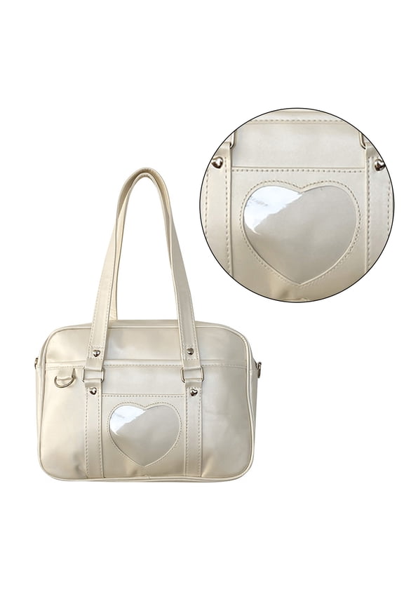 Women PU Shoulder Bag Cute Ita Bag Japanese Handbag Messengers Bag Large Capacity School Bag Animes Heart Crossbody Bag