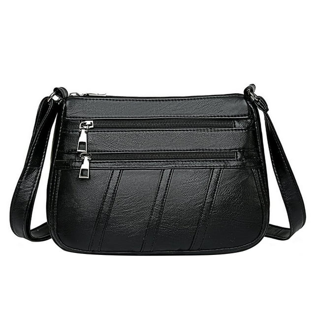 Women PU Shoulder Bag Multi-pocket Mother Solid Crossbody Handbag ...