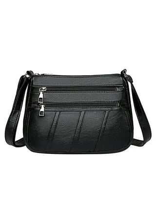 Black Leather Zipper Pocket Shoulder Big Bag One-handle Tote Motorcycle Bag