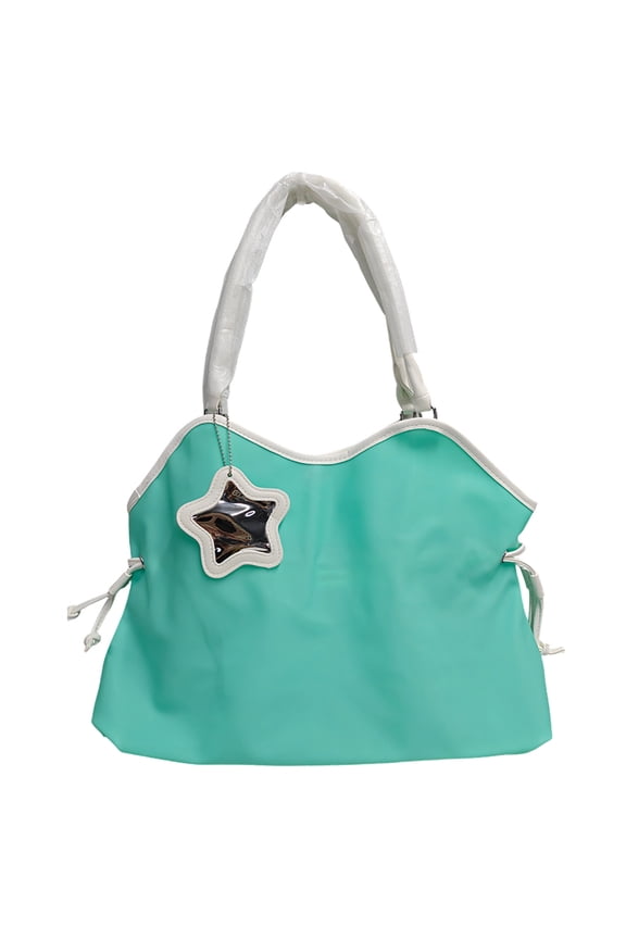 Women PVC Translucent Jelly Shoulder Bag Waterproof Large Capacity Summer Beach Tote Handbag, Blue