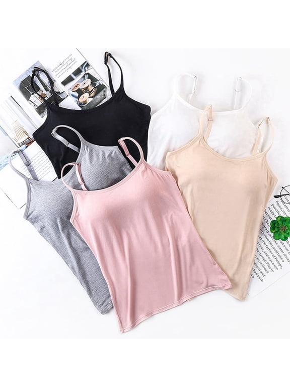 Women Padded Bra Camisole Top Vest Female Camisole With Built In Bra Black M