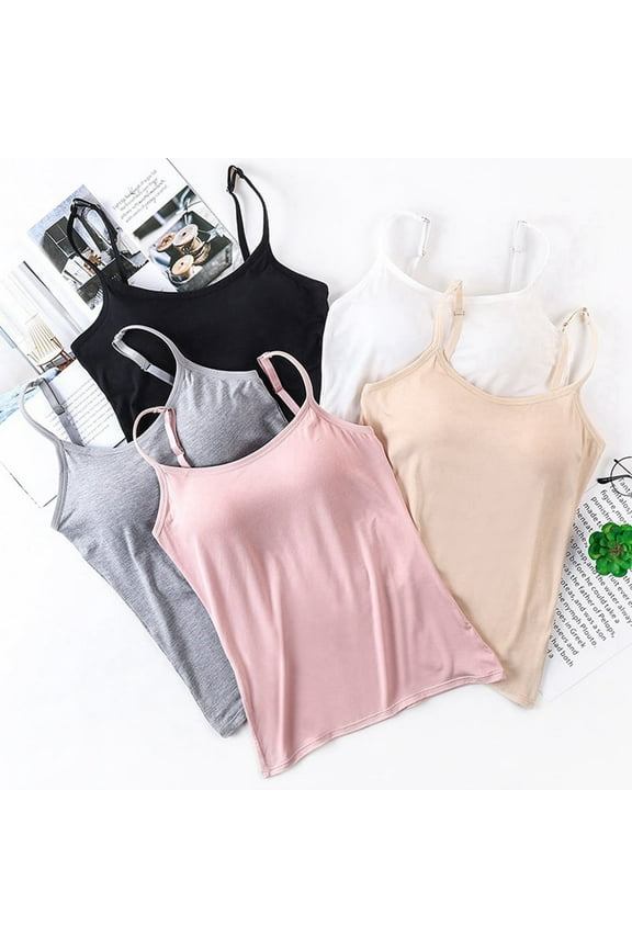 Women Padded Bra Camisole Top Vest Female Camisole With Built In Bra Black M