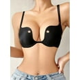 thumbnail image 1 of Women Padded Push Up Bra Seamless Underwire Deep U Design Holes for Women, 1 of 6