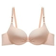 thumbnail image 1 of Women Padded Sports Bra Padded Bra Feature V-Neck T-Shirt Bra Style W-231 Beige XS, 1 of 8