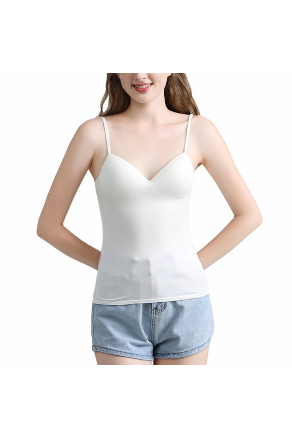 Women Padded Tank Tops Spaghetti Strap Tops Camisole Push Up Bra Vest Tank Cami