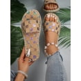 thumbnail image 1 of Women Paisley Pattern Slide Sandals  Vacation Summer Flat Sandals, 1 of 7
