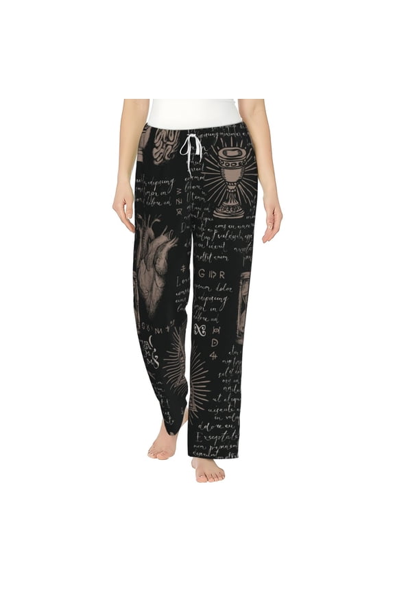 Women Pajama Pants Casual Lightweight Lounge Flannel Bottoms, All Seeing Abstract Medical Magic