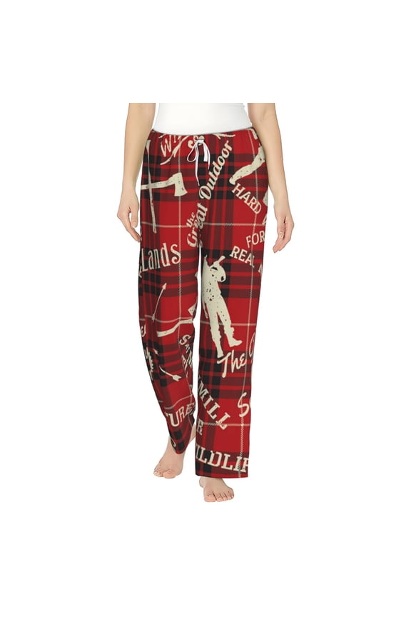 Women Pajama Pants Casual Lightweight Lounge Yoga Bottoms, Lumberjack Woodsman North