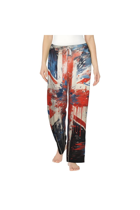 Women Pajama Pants Casual Lightweight Lounge Yoga Bottoms, Union Jack UK Flag Art