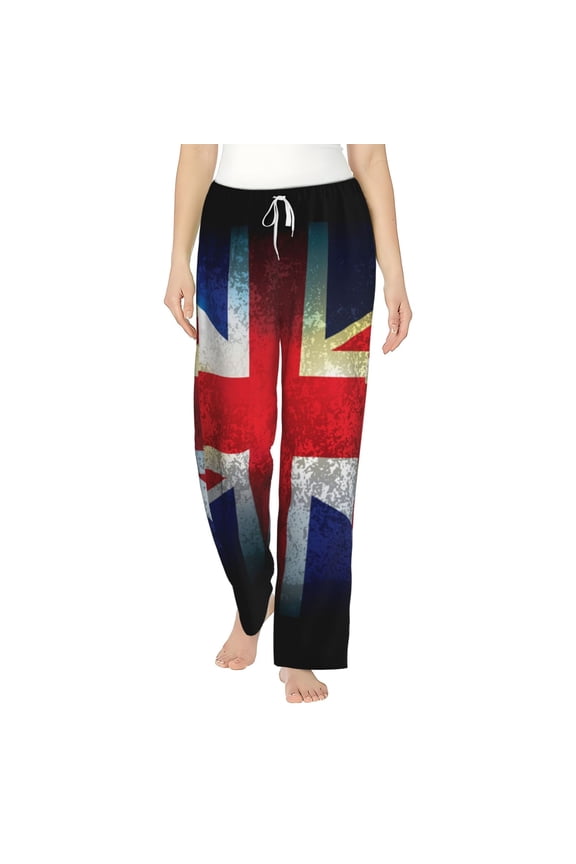 Women Pajama Pants Casual Lightweight Lounge Yoga Bottoms, Union Jack United Kingdom Flag Vintage