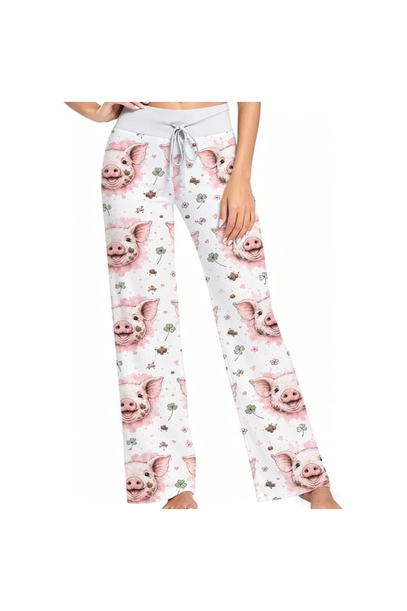 Women Pajama Pants With Cute Pig Pattern， Soft Lounge Sleep Pants， Casual Comfy Loose Fit Pajama Bottoms With Elastic Waist， Perfect Gifts For Birthday Holidays.