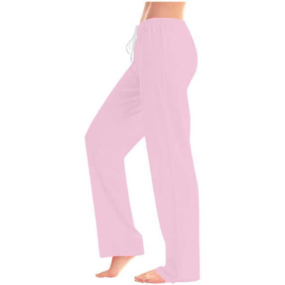 Women Pajama Pants Drawstring Wide Leg Soft Sleepwear Solid Loungewear Bottoms Trouser Womens Cargo Pants with Pockets XL