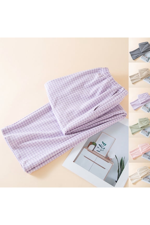 Women Pajama Pants Fall Winter Warm Lounge Pants Elastic Waist Causal Soft Sleep Pants Sleepwear with Pockets