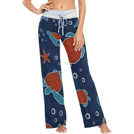 Women Pajama Pants Lounge Pants Long Stretch Comfy Sleepwear Abstract Ethnic Sea Turtles