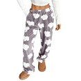 thumbnail image 1 of Women Pajama Pants Plush Sleep Pants Soft Elastic Waist Pajama Bottoms Patterned Pants With 2 Pockets with Plaid Pattern for Cozy and Cute Sleep,Khaki,3XL, 1 of 7