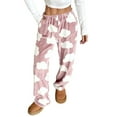 thumbnail image 1 of Women Pajama Pants Plush Sleep Pants Soft Elastic Waist Pajama Bottoms Patterned Pants With 2 Pockets with Plaid Pattern for Cozy and Cute Sleep,Light pink,3XL, 1 of 7