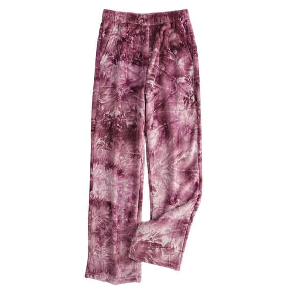 Women Pajama Pants Plush Sleep Pants Soft Elastic Waist Pajama Bottoms Patterned Pants With 2 Pockets with Tie-Dye Pattern for Unique and Comfortable Sleep,Purple,S