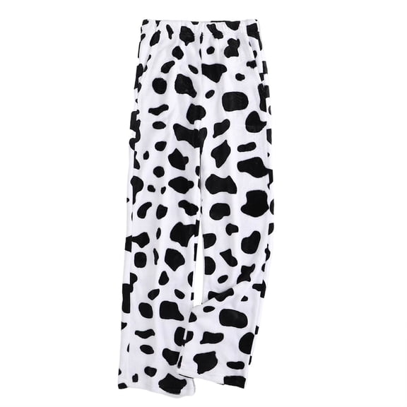 Women Pajama Pants Plush Sleep Pants Soft Elastic Waist Pajama Bottoms Patterned Pants with 2 Pockets for Cozy Home Wear,White,L