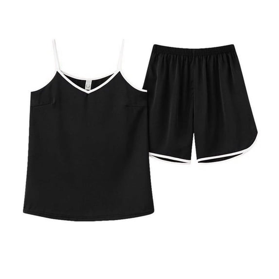 Women Pajama Set 2 Piece Oversizes Camisole and Shorts Lounge Sleepwear Strap Nightwear for Home Relaxing Travel