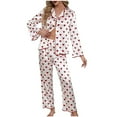 thumbnail image 1 of Women Pajama Set Long Sleeve Button Down Sleepwear Two Piece Heart Print Loungewear Soft Pjs Nightwear, 1 of 4