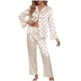 thumbnail image 1 of Women Pajama Set Long Sleeve Button Down Sleepwear Two Piece Heart Print Loungewear Soft Pjs Nightwear, 1 of 3