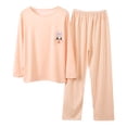 thumbnail image 1 of Women Pajama Set Long Sleeve Pullover Pajama Sets Cozy Cartoon Loungewear for Soft Sleepwear Nightwear Set Sleepwear for Women Pink L, 1 of 7