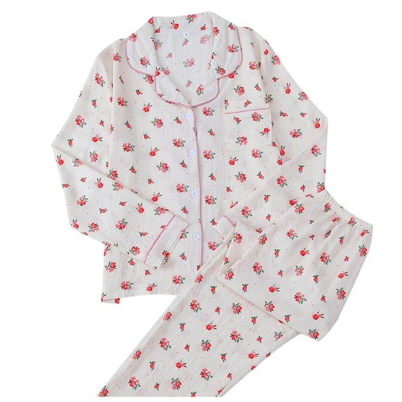 Women Pajama Sets Casual Long Sleeve Long Pants Loungewear Fall Outfit,Red,XL