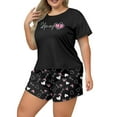 thumbnail image 1 of Women Pajama Sets Casual T Shirt And Shorts Plus Size Womens Sleepwear,Red,3XL, 1 of 3