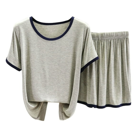 Women Pajama Sets Comfort Soft And Breathable Short Sleeve And Shorts Sleepwear Relaxation Pjs