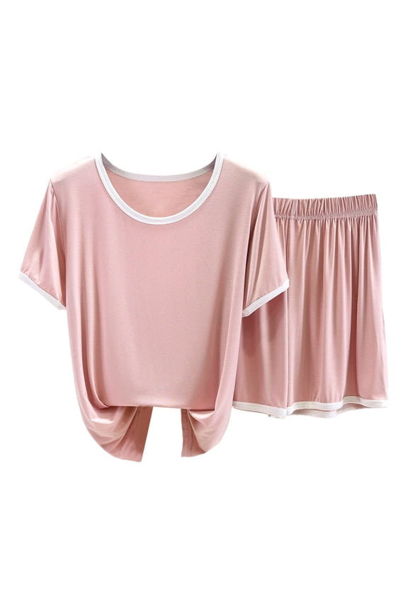Women Pajama Sets Comfort Soft And Breathable Short Sleeve And Shorts Sleepwear Relaxation Pjs