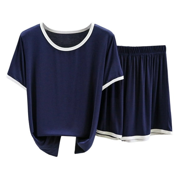 Women Pajama Sets Comfort Soft And Breathable Short Sleeve And Shorts Sleepwear Relaxation Pjs