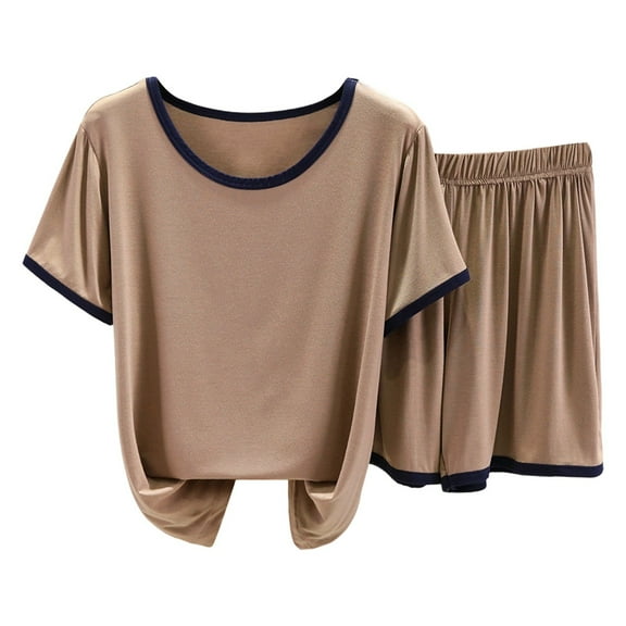 Women Pajama Sets Comfort Soft And Breathable Short Sleeve And Shorts Sleepwear Relaxation Pjs