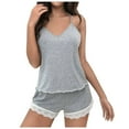 thumbnail image 1 of Women Pajama Sets Lace V Neck Strap With Shorts 2 Piece Sleepwear Womens Pjs, 1 of 9