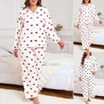 thumbnail image 1 of Women Pajama Sets Plus Size Valentines Long Sleeve Button Down Heart Print Soft 2 Piece Sleepwear, 1 of 8