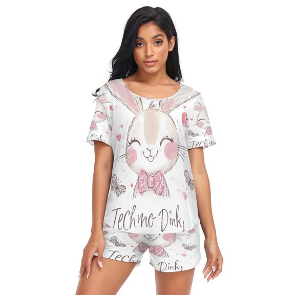 Women Pajama Sets Short Sleeve Sweatshirts Cute Dazzler Pattern Casual Tops and Shorts