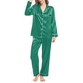 thumbnail image 1 of Women Pajama Sets Silk Like Pajamas Long Sleeve Set Two Piece Sleepwear Button Down Nightwear Loungewear Sets, 1 of 5