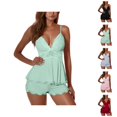 thumbnail image 1 of Women Pajama Sets Sleepwear Sleeveless Lace Hollow Out Comfortable Wear For Women Soft Breathable Nightwear Set, 1 of 4