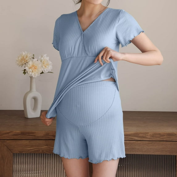 Women Pajama Sets Soft Comfortable Nursing Sleepwear Maternity Pajama Set For Breastfeeding Moms Postpartum Loungewear With Built In Bra Teen Pajamas Satin Pants Set for Women Pajamas Short Set Women