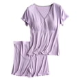 thumbnail image 1 of Women Pajama Sets Soft Comfortable Nursing Sleepwear Maternity Pajama Set For Breastfeeding Moms Postpartum Loungewear With Built In Bra, 1 of 5