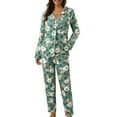 thumbnail image 1 of Women Pajama Sets Women's Pajama Set 2 Piece Lounge Outfits Sleepwear Fall Long Sleeve Long Pant with Pockets Ladies Pjs Womens Sleepwear XL K, 1 of 6